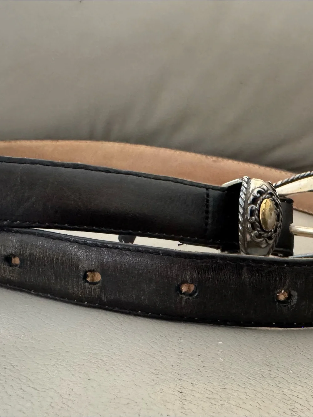 Brighton Black Leather Belt with Silver Western Buckle